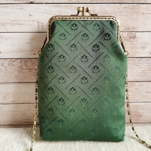 Crossbody Prom purse, Small Bag, double kiss lock clutch, Cell phone purse, unique gift for her, kiss clasp wedding purse, handmade bag