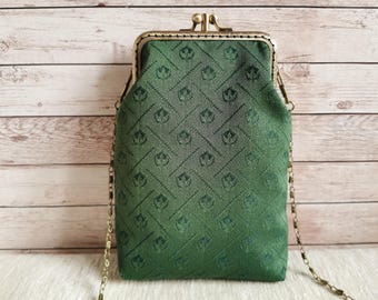 Crossbody Prom purse, Small Bag, double kiss lock clutch, Cell phone purse, unique gift for her, kiss clasp wedding purse, handmade bag