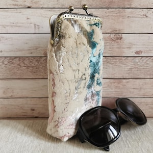 Estuche para gafas, bolsa de tela para gafas, billetera para gafas de sol hecha a mano, estuche para gafas con cierre de boquilla, funda para gafas de boda, protector de gafas