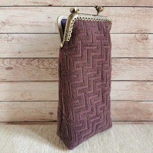 Purple Eyeglass case, fabric sunglass case, kiss clasp eyeglasses case, kiss lock wallet, protector glasses box, vintage sunglasses case