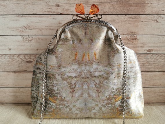 Kisslock purse, crossbody Wedding bag, vintage style clutch, evening purse, evening bag, shoulder bag, women phone purse, crystal sling bag