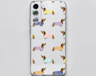 Dachshund Phone Case Cute Dog Samsung Galaxy Case Clear Protective Cover for S25 S24 S23 S22 S21 Ultra Animal Lover Gift