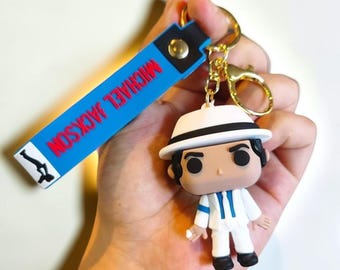 Michael Jackson Inspired Keychain Pendant, King of Pop Music Fan Gift, Retro Singer Key Ring Holder for Keys, Bags & Backpacks