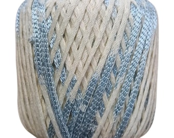 Lot of 20 Multicolor Blue Beige Cotton Yarns for Knitting - Complete Set of Cotton Skeins for Crochet Needles, Knitting and Crafts