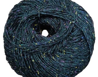 Lot of 20 Fine Linen Fibre Yarns for Hand Knitting, Skein of Multicolored Green Yarn for Crochet and Knitting, Balls for Crafts and Knitting