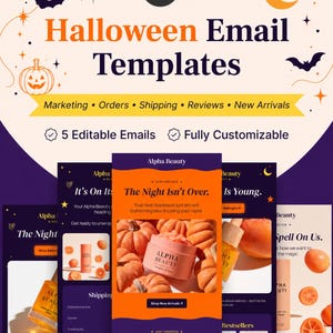 Halloween-E-Mail-Vorlagenpaket | 5 bearbeitbare Figma-Designs für Beauty-Marken