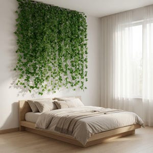 24 piezas de guirnalda de hiedra artificial para colgar, 19 m / 62 pies, hojas verdes artificiales para decoración de pared, ideal para dormitorio, sala de estar, bodas y fiestas.