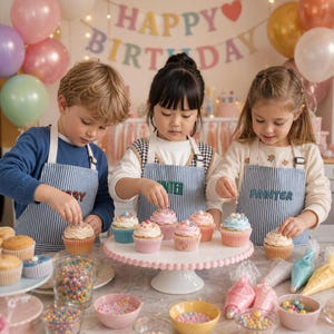 Custom Kids' Aprons for Boy Girl Painting, Pottery Cake Making for School,Embroidered Adjustable Waterproof Stain-Resistant Isolation Apron