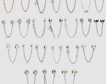 S925 Sterling Silver Charm Safety Chain with Zircon - Pandora-Compatible Charm Stopper, Bracelet Protection Accessory