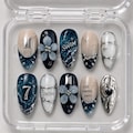 BTS Swim Inspired Press On Nails, Ocean Blue Army Nails, BTS Logo Nails, Number 7 Nail Art, Handmade Gel Press Ons, Fan Gift product logo