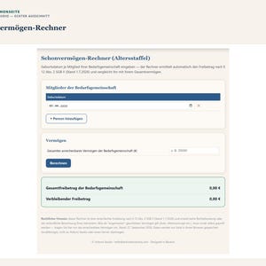 Schonvermögen-Check 2026 PDF Deutsch | Bürgergeld Grundsicherung Altersstaffel Rechner image 4