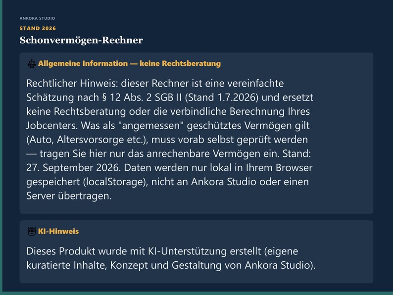 Schonvermögen-Check 2026 PDF Deutsch | Bürgergeld Grundsicherung Altersstaffel Rechner image 9