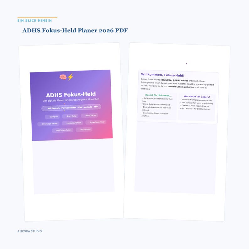 ADHS Fokus-Held Planer 2026 PDF | Erwachsene Organizer Tagesstruktur Digital image 2