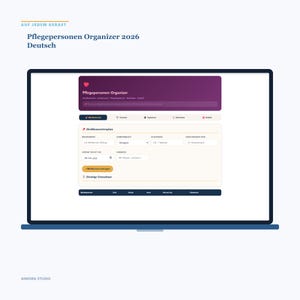 Pflegepersonen Organizer 2026 Deutsch | HTML Tool Medikamentenplan Pflegetagebuch Arzttermine Pflegegrad Offline Sofort Download image 4