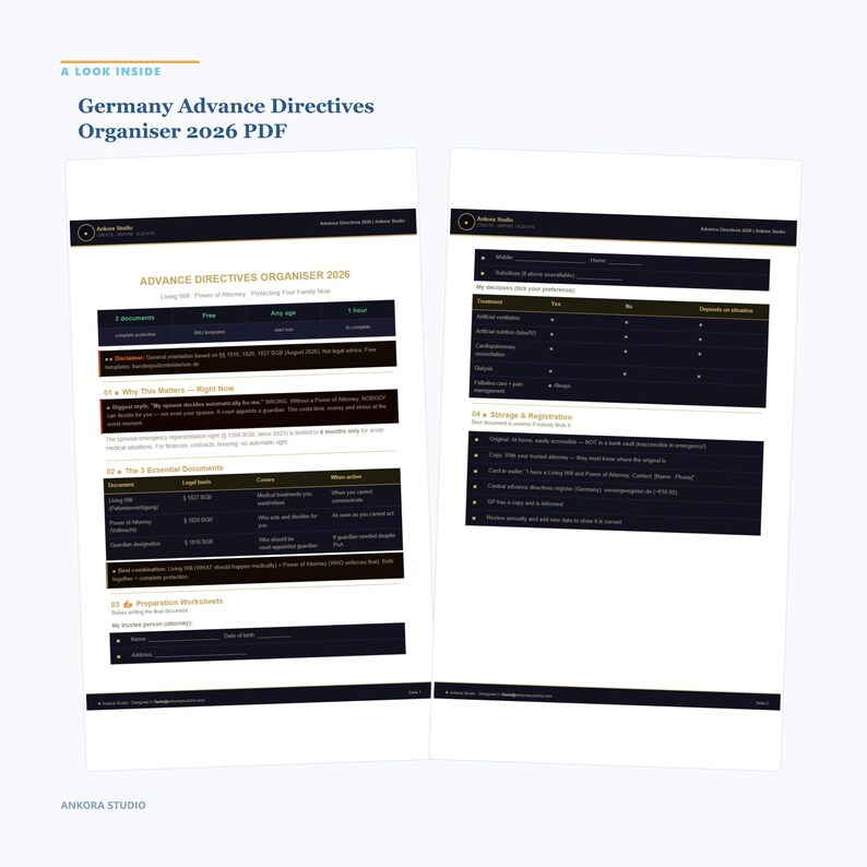 Germany Advance Directives Organiser 2026 PDF | Living Will Power of Attorney Expat image 2