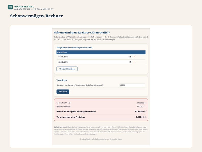 Schonvermögen-Check 2026 PDF Deutsch | Bürgergeld Grundsicherung Altersstaffel Rechner image 7