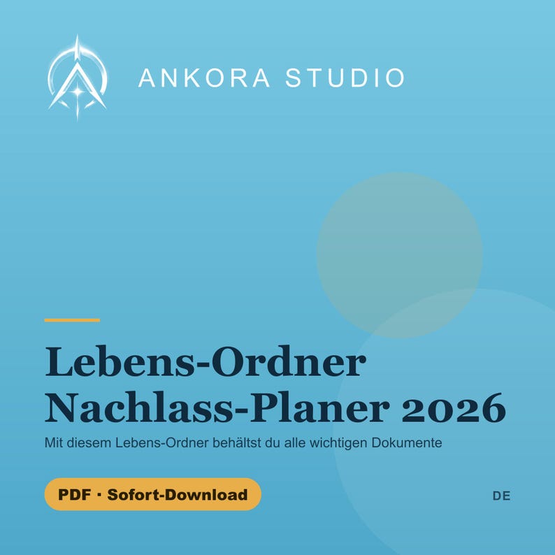 Lebens-Ordner Nachlass-Planer 2026 PDF | Erbschaft Dokumente Vorsorge Digital image 1