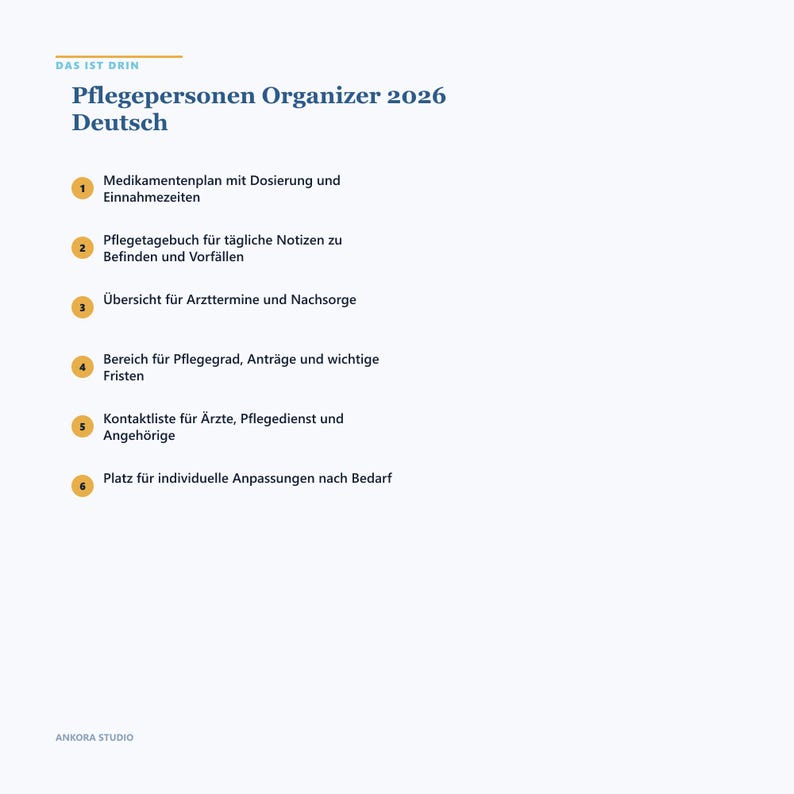 Pflegepersonen Organizer 2026 Deutsch | HTML Tool Medikamentenplan Pflegetagebuch Arzttermine Pflegegrad Offline Sofort Download image 3