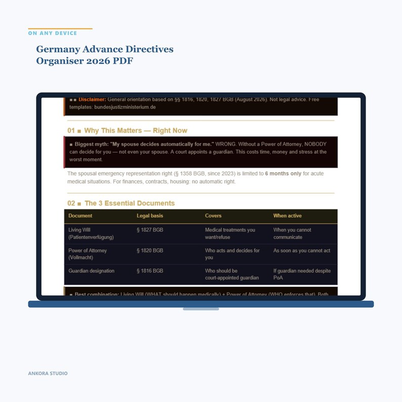 Germany Advance Directives Organiser 2026 PDF | Living Will Power of Attorney Expat image 4