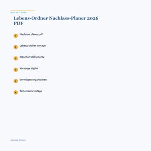 Lebens-Ordner Nachlass-Planer 2026 PDF | Erbschaft Dokumente Vorsorge Digital image 3