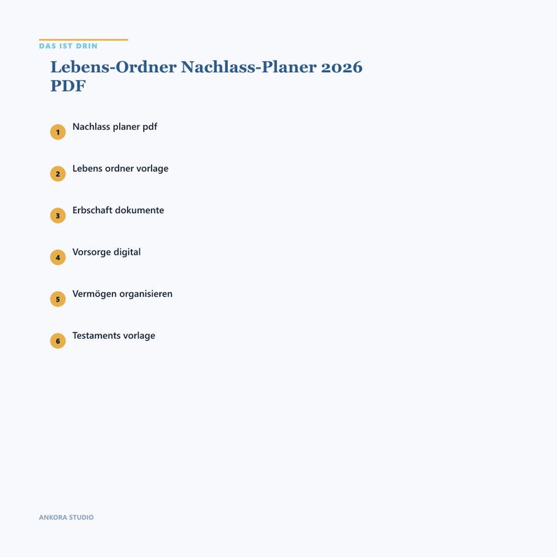 Lebens-Ordner Nachlass-Planer 2026 PDF | Erbschaft Dokumente Vorsorge Digital image 3