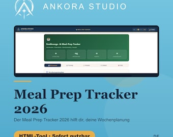 Meal Prep Tracker 2026 Deutsch | HTML Tool Wochenplan Einkaufsliste Kalorien Ernährung Offline Sofort Download
