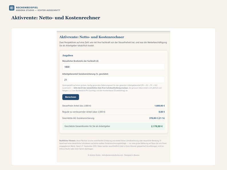 Aktivrente Arbeitgeber-Kit 2026 PDF Deutsch | Checkliste Musterschreiben Rechner Weiterbeschäftigung Rentner image 7