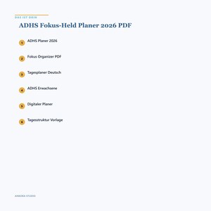 ADHS Fokus-Held Planer 2026 PDF | Erwachsene Organizer Tagesstruktur Digital image 3