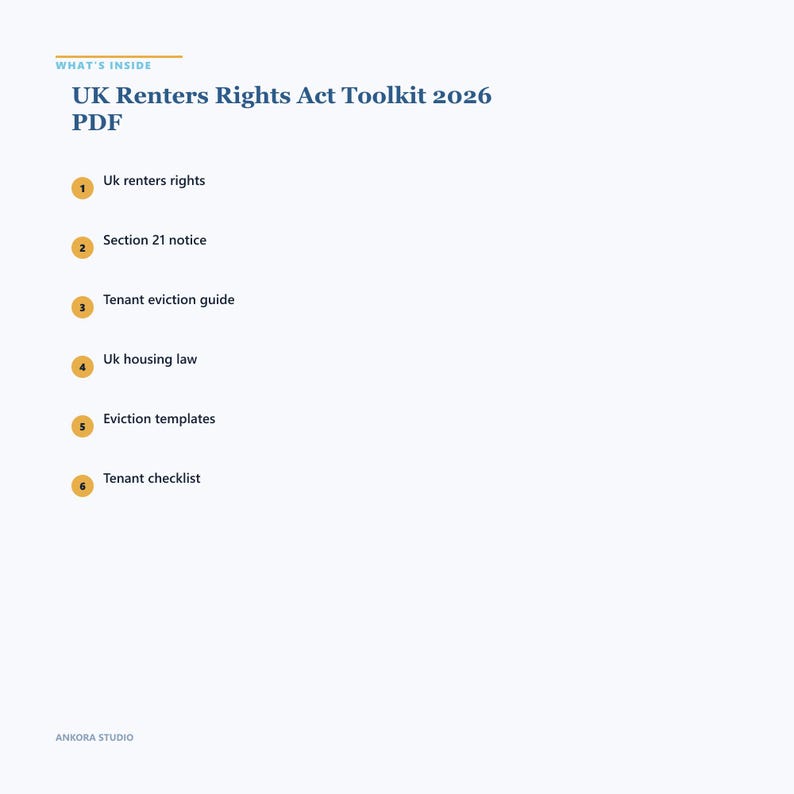 UK Renters Rights Act Toolkit 2026 PDF | Section 21 Tenant Checklist | Eviction Templates image 3