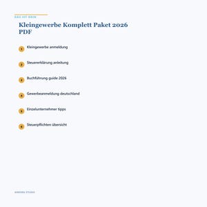 Kleingewerbe Komplett Paket 2026 PDF | Anmeldung Steuern Buchführung Guide image 3
