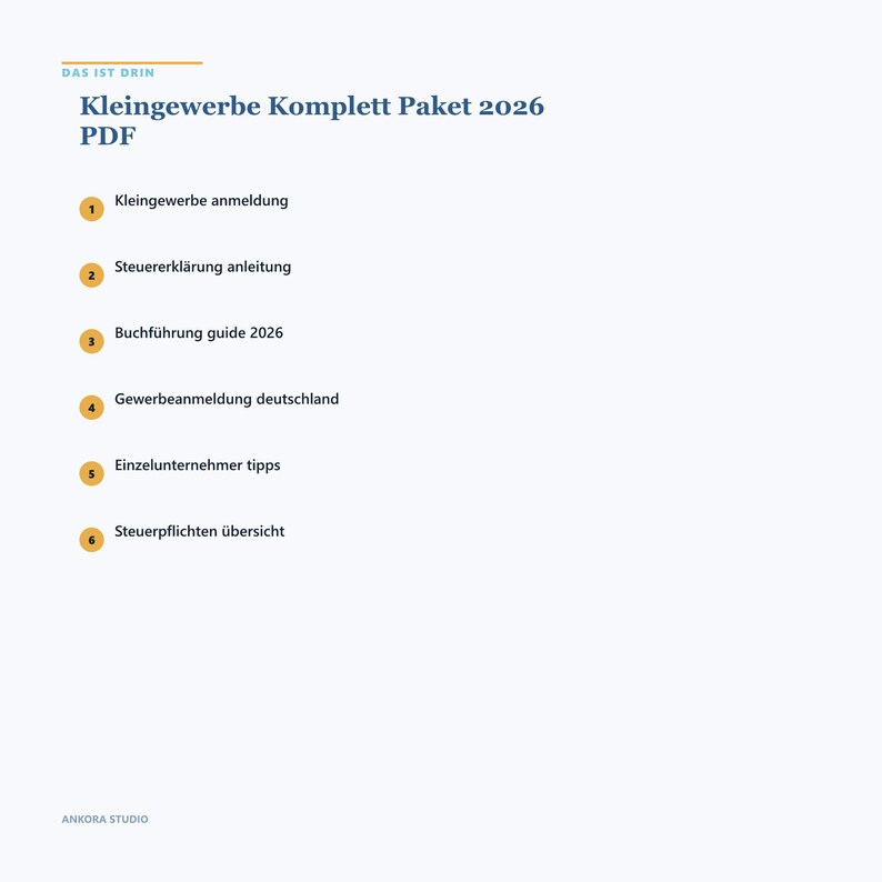 Kleingewerbe Komplett Paket 2026 PDF | Anmeldung Steuern Buchführung Guide image 3