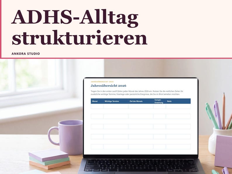 ADHS Planer 2026 PDF | Digital Planer Neurodivergent Deutsch | E-Ink Tablet image 1