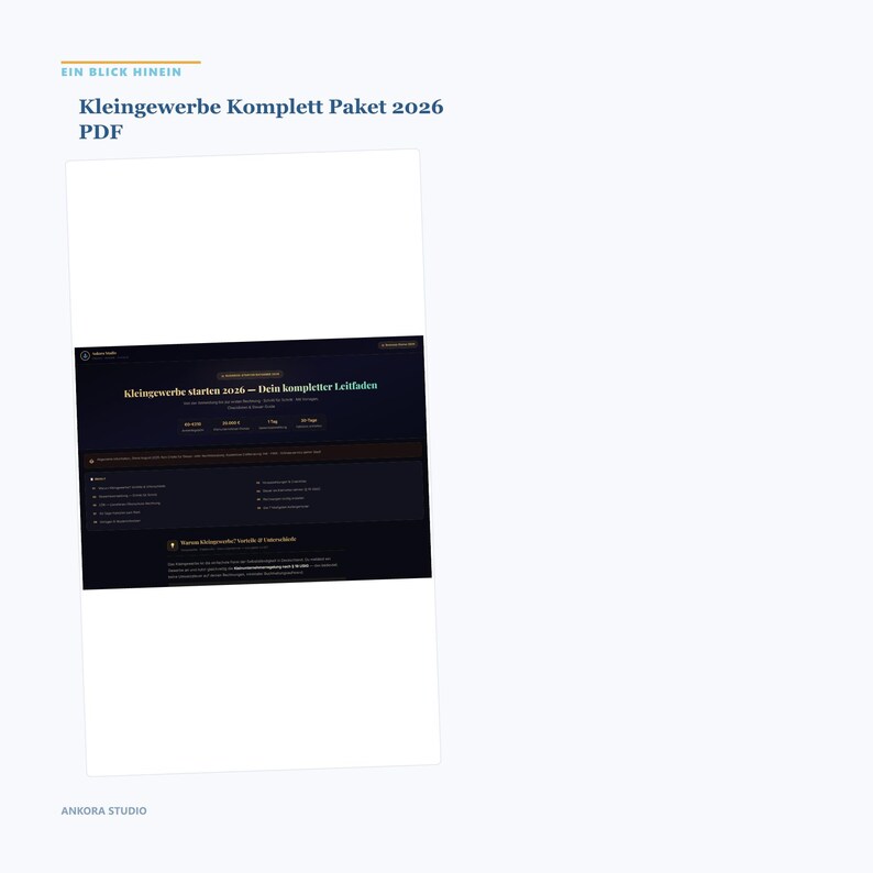 Kleingewerbe Komplett Paket 2026 PDF | Anmeldung Steuern Buchführung Guide image 2