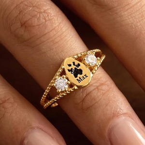 Personalized Paw Print Ring, Custom Pet Memorial Ring with Birthstones, Dog Cat Loss Keepsake Jewelry, Gift for Pet Mom