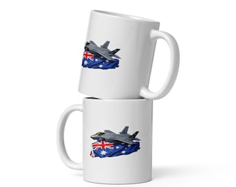 RAAF - F-35 Lightening II - Jet Fighter Graphic - White glossy mug