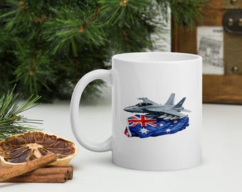 Australian F-18 Hornet - Military Aircraft - White glossy mug
