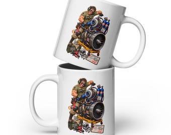 Jet Engines Humour - Air Force Humour - Funny Mug - Trade Humour - White glossy mug
