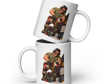 Electrician At Work - Military Gift - Gift for Men - Aviation - White glossy mug