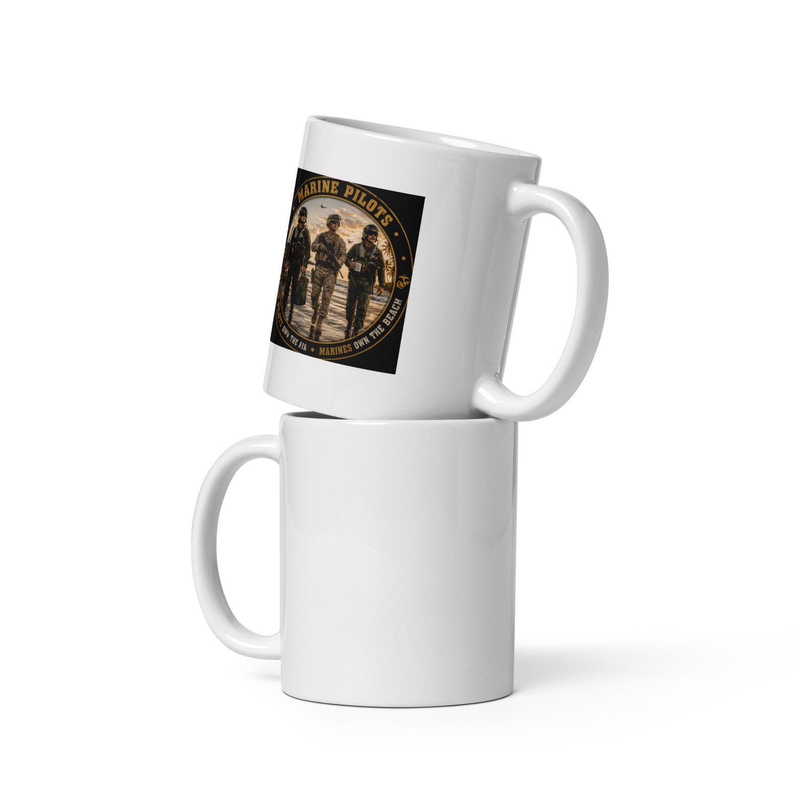 Marine Aviators Walking with a Marine Coffee Cup