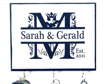 Personalized Key Holder for Wall- Wedding Gift, Anniversary Gift, and Couple's Gift.