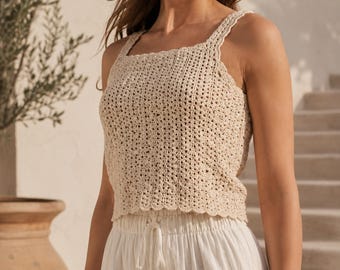 Molde de Crochê para Blusa Regata de Verão em PDF, Blusa Feminina de Crochê, Nível Intermediário, Download Instantâneo, Tamanho EU 40 (42), Inglês