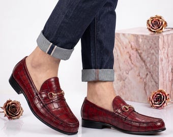 Handgefertigte Wildleder Quaste Loafers Alligator Print Herren Belgischen Stil Slip On Casual Dress Schuhe