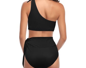 Bikini asymétrique noir Rose Fox De La Rose