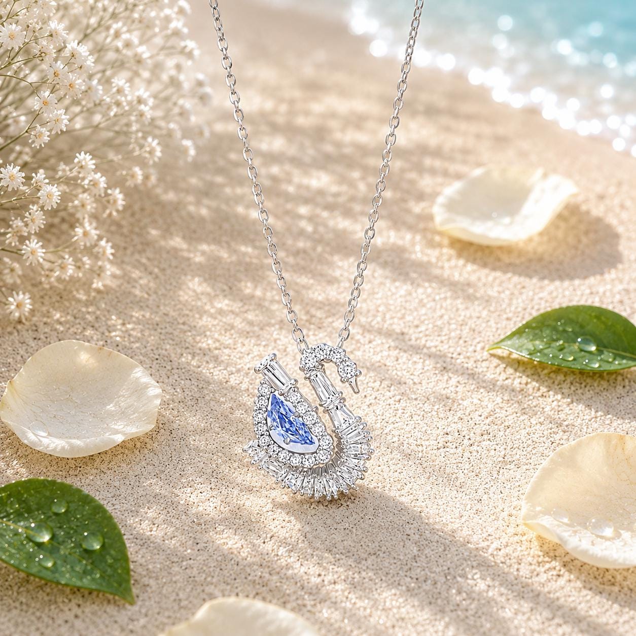 Blue Swan Necklace Swarovski - Etsy