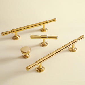 Brushed Gold Cabinet Pulls, Modern Brass Drawer Handles, Vintage Style Kitchen Cabinet Hardware, Dresser Knobs & Pulls, Furniture Handle