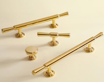 Brushed Gold Cabinet Pulls, Modern Brass Drawer Handles, Vintage Style Kitchen Cabinet Hardware, Dresser Knobs & Pulls, Furniture Handle