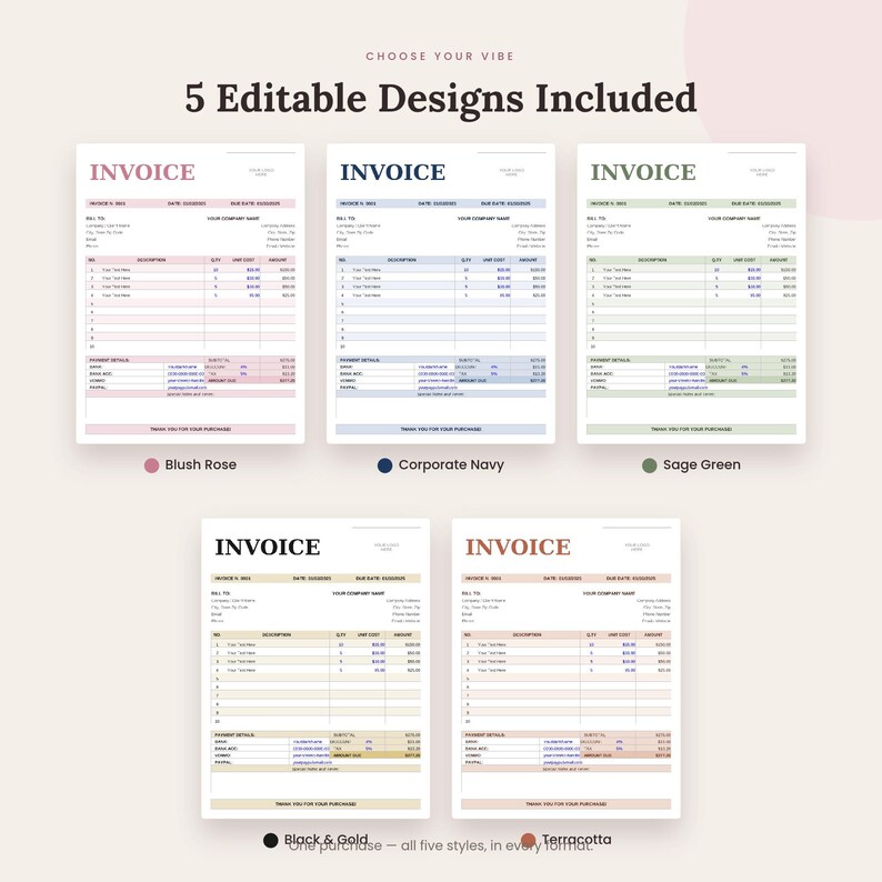 Invoice Template Editable, Printable Invoice for Small Business, Canva ...