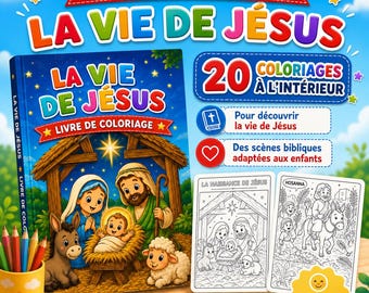 Christian Coloring Book – Life of Jesus – 20 Printable PDF Pages – Personal Use