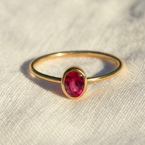 Natural Ruby Gemstone Ring, 925 Sterling Silver Oval Wedding Ring