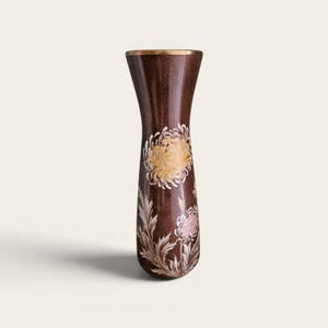 Huge 21" Schumann Arzberg Bavaria Porcelain Floor Vase, Hand-Painted Gold Chrysanthemums, Kunstabteilung Art Deco Art Pottery Vase, Pristine